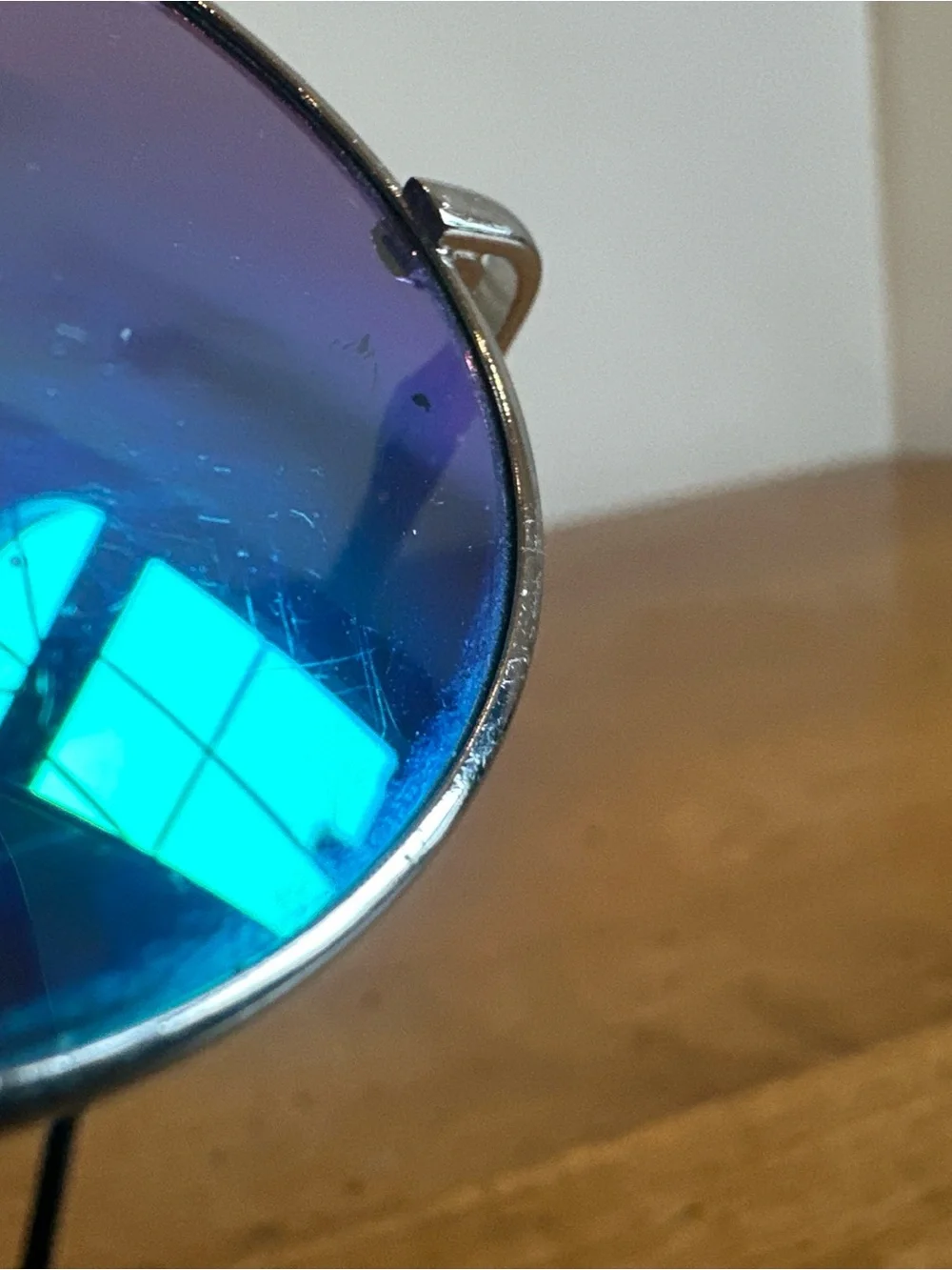 Round Silver Frame Sunglasses with Green Mirrored Lenses